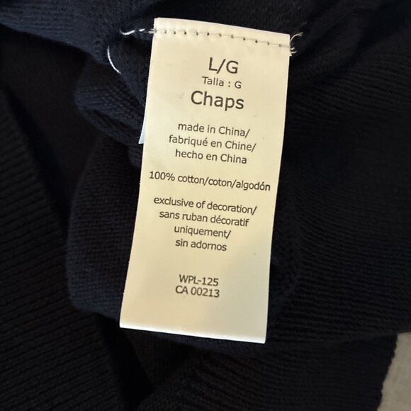 Chaps Mens L Sweater Vest Navy Blue Knit V Neck Pullover Cotton Classic Golf - Picture 5 of 6